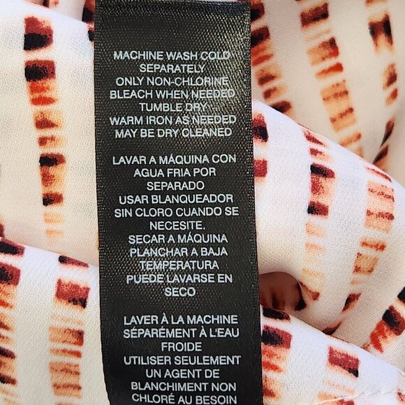 White House Black Market Drape Front Sleeveless Blouse Size 0 Red Cream Stretch - Picture 8 of 10